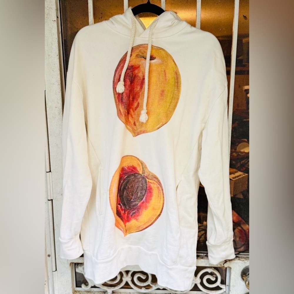 JW Anderson Oversized White Hoodie with Peach XXS Men’s Medium Women’s EU 40